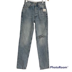 NEW NWT FREE PEOPLE We The Free button fly high rise true blue jeans size 24